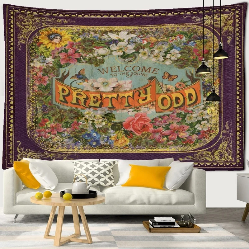 VIKAMA Vintage Tree of Life Tapestry Wall Hanging Golden Geometric Boho Design Aesthetic Backdrop for Bedroom Wall Decor