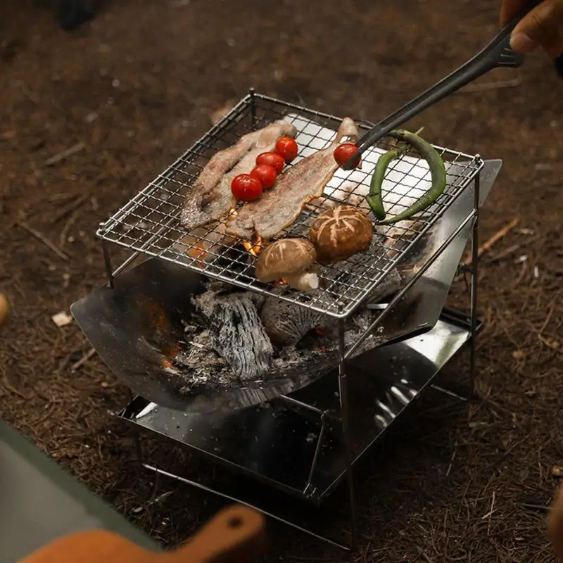 

Wood Stove For Tent Foldable Camping Wood Burning Stove Portable Lightweight Grill BBQ Gear Survival Equipment For Hiking