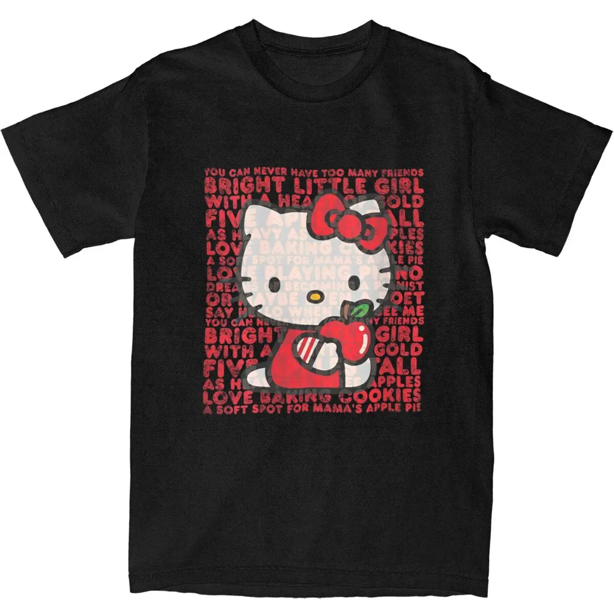 Hello Kitty Biography T-Shirt Leisure T Shirts Short-Sleeved Street Style Tshirt Summer 100 Cotton O Neck Plus Size 5XL Clothing