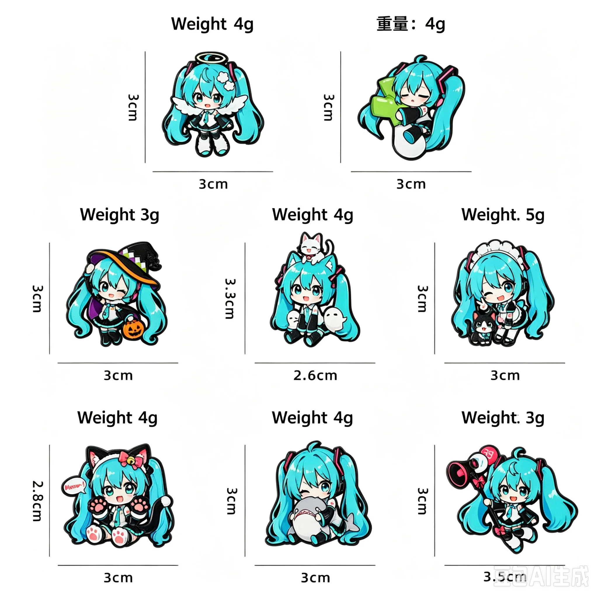 Kawai Chibi Virtual Singer Miku Enamel Pins Cute Blue Twin Hair Girl Anime Brooch Lapel Badge for Backpack Fan Gift view 6