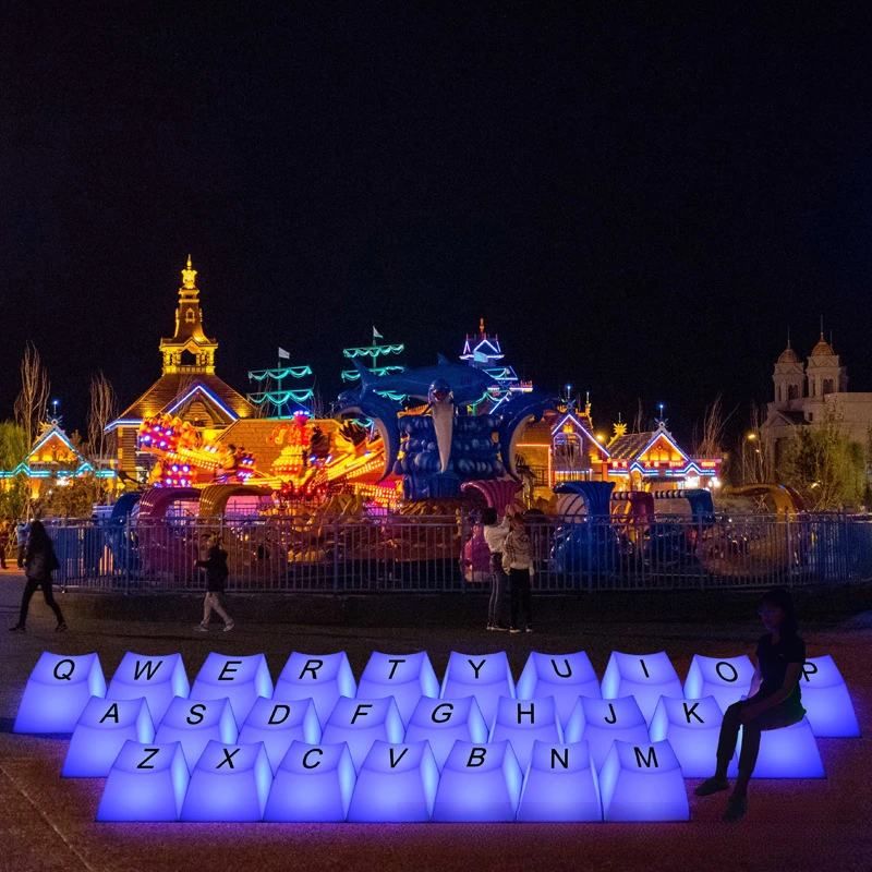 Fashion Outdoor Luminous Keyboard Chair Cube Desk Lamp Decorative Stool LED Bar Furniture