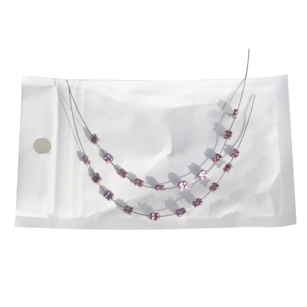 

1 Pair Colorful Temporary Tooth Decoration Dental Decorations Fake Brackets Orthodontic Ligature Ties Braces with Metal Wires