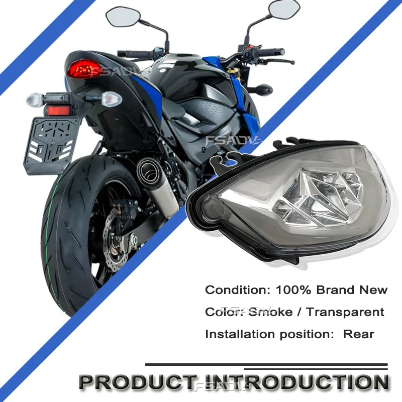 For SUZUKI GSX-S750 Motorcycle Rear Tail Light GSXS750 GSX-S GSXS 750 2017-2023 2022 Brake Turn Signals Integrated LED Light