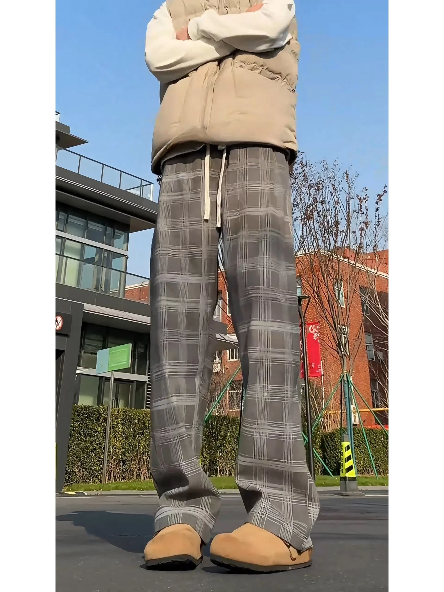 

Мужские вельветовые брюки в клетку, широкие, прямого кроя, весна-осень, модные, абсолютно новые, в американском стиле, свободные, длинные брюки