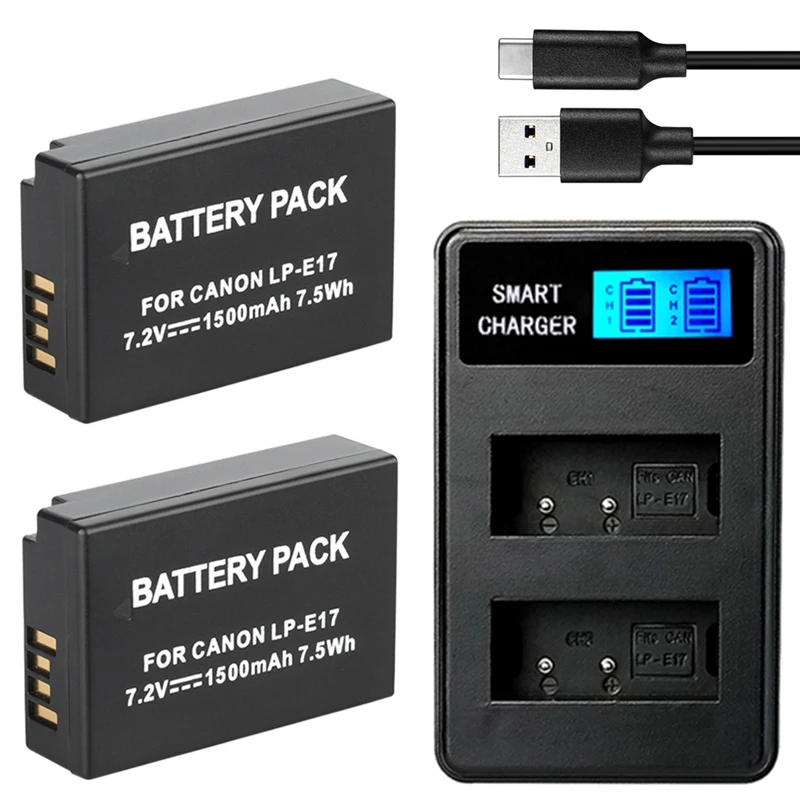 LP-E17 LP E17 Battery + 2/3 slot Charger for Canon EOS 200D M3 M6 750D 760D 00D 8000D Kiss X8i T6i T6s 8 Cameras Battery 1500mah