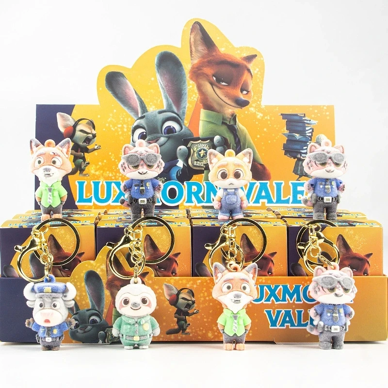 Disney Zootopia Series Blind Box Mini Flocking Keychain Trendy Blind Box Collectible Mystery Box Birthday Festival Gift for Bag