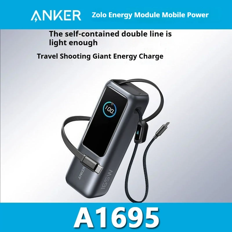 

Anker Zolo Dual C Cable Retractable Portable Charger 25000mAh High Power Fast Charging 165W Mobile Power Bank for Outdoor Use