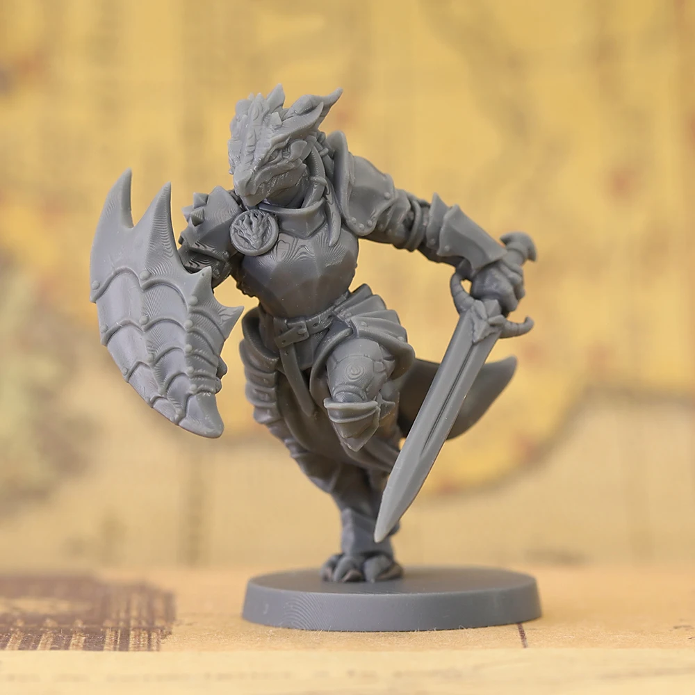 Wargame Miniature Dragonborn Fighter Unpainted Resin Figure Tabletop RPG War Gaming Model Kit