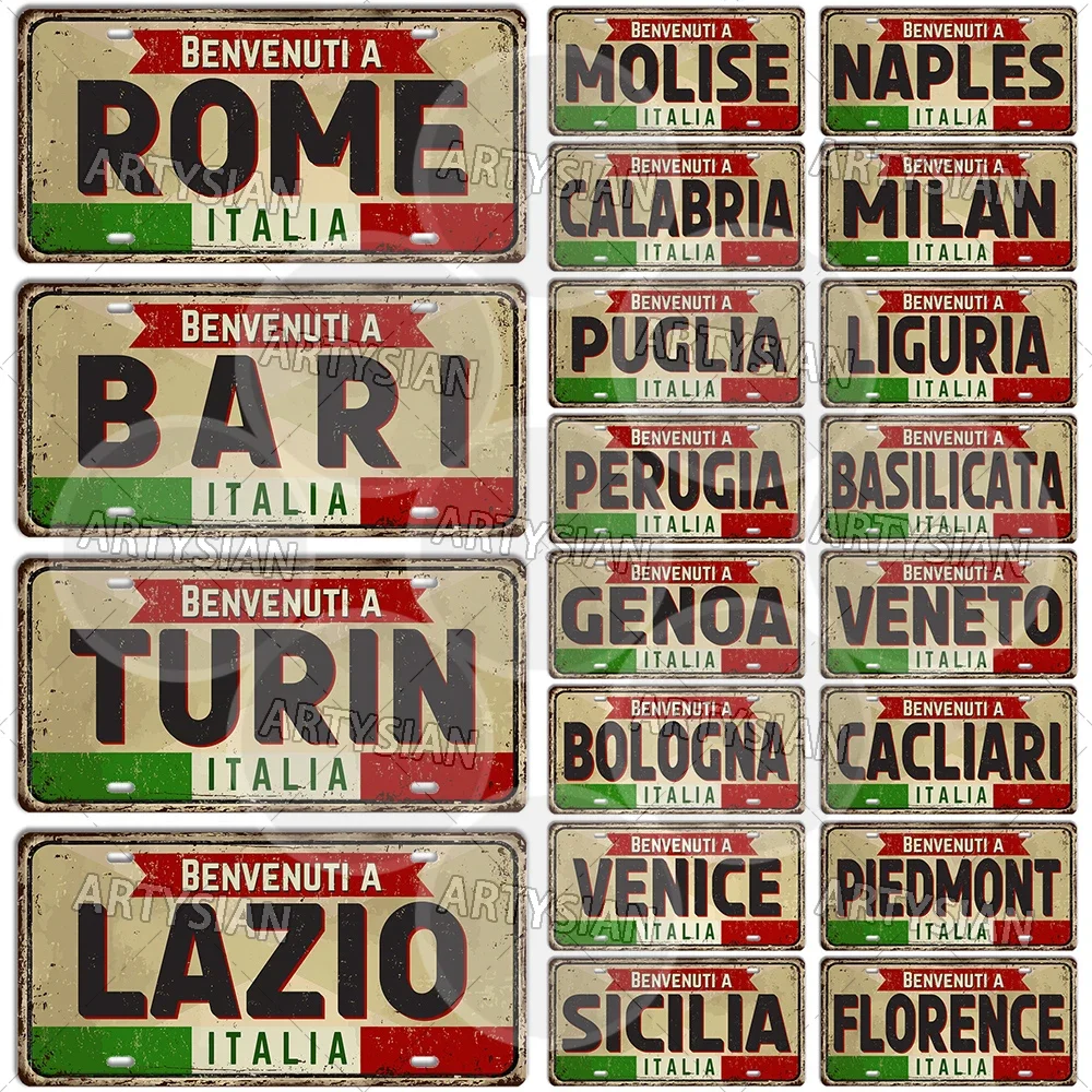 Italy Metal Sign City Landmark Plaque PUGLIA CAMPAGNA CAMPOBASSO CALABRIA SICILIA LAZIO ABRUZZO UMBRIA MOLISE PIEDMONT CAGLIARI