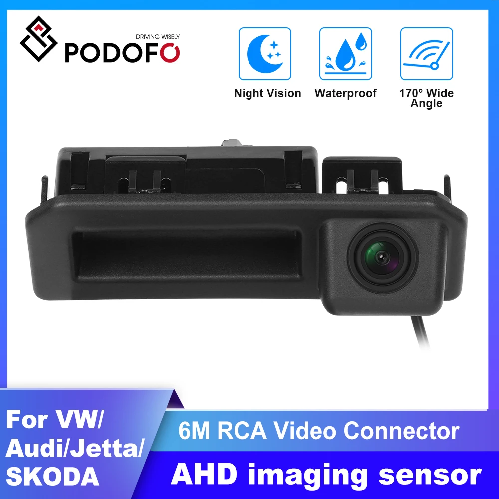 Podofo AHD Rear View Camera For Volkswagen Tharu Passat/Audi Q5L A5/Jetta VS5 VS7/SKODA Kodiaq Karoq IP67 Waterproof Night