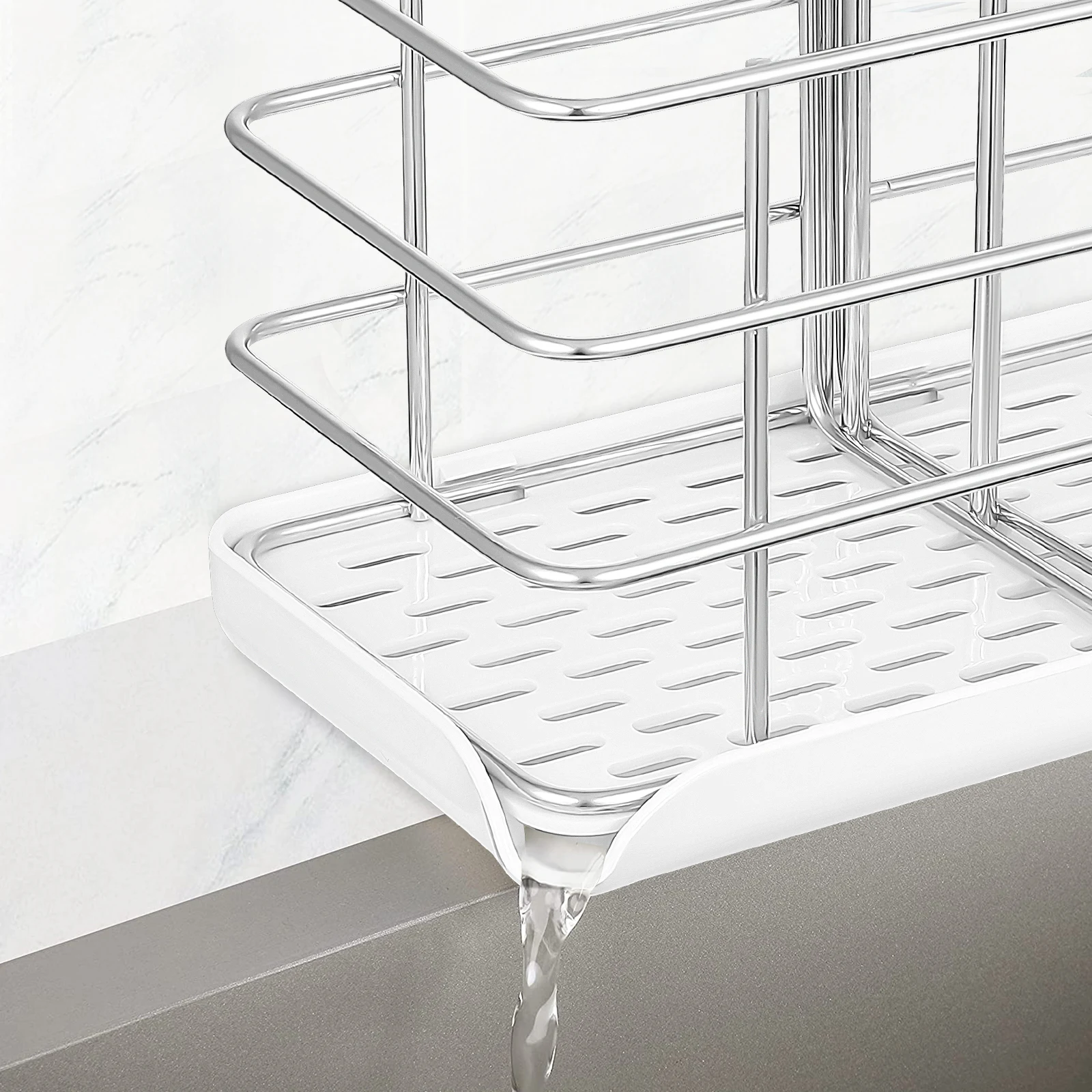 

Kitchen Sponge Holder With Tray Stainless Steel Sink Rack Organizer Multifunctional Dish Drying Sponge Storage Rack For Kitchen