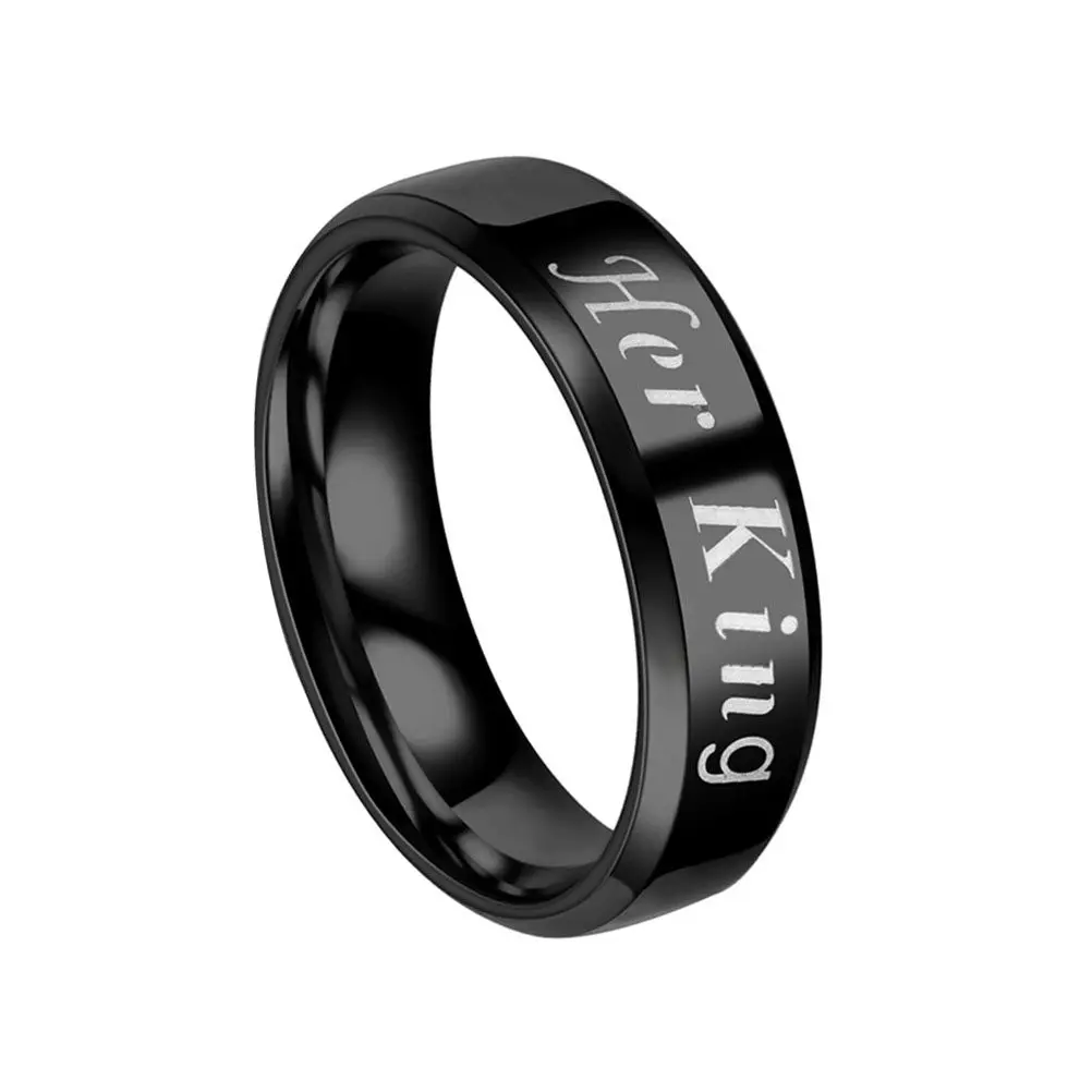 Stainless Steel Band Couples Her King His Queen Romantic Matching Set Wedding Anniversary Engagement Promise