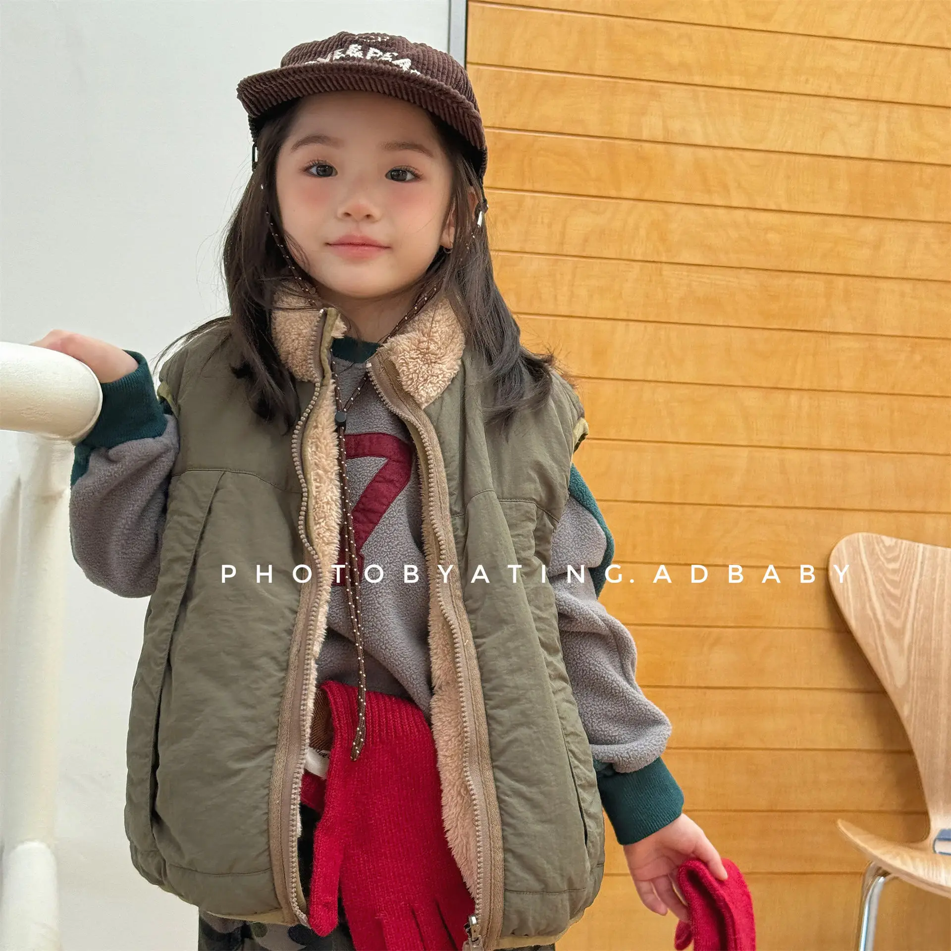 Winter New Boys Girls Double Sided Vest Plus Velvet Thick Children Sleeveless Jacket Coat Kids Baby Warm Vest Kids Clothes