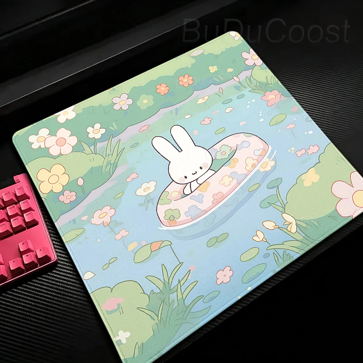 Cute Bunny Small Mousepad Kawaii Anime Rabbit Desk Mat Office PC Cabinet Mouse Pad Gamer Table Mats Rubber Non-Slip Carpet Rug