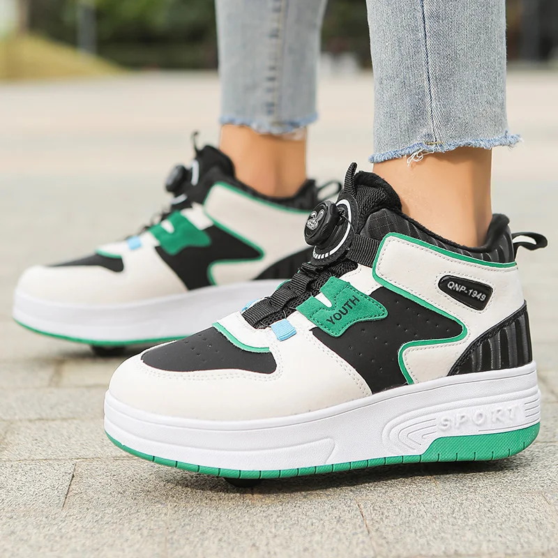 

Новые невидимые роликовые кроссовки 2025 года: детские каблуки на 4 колесах — спортивная обувь для студенческого катания на коньках для мальчиков и девочек