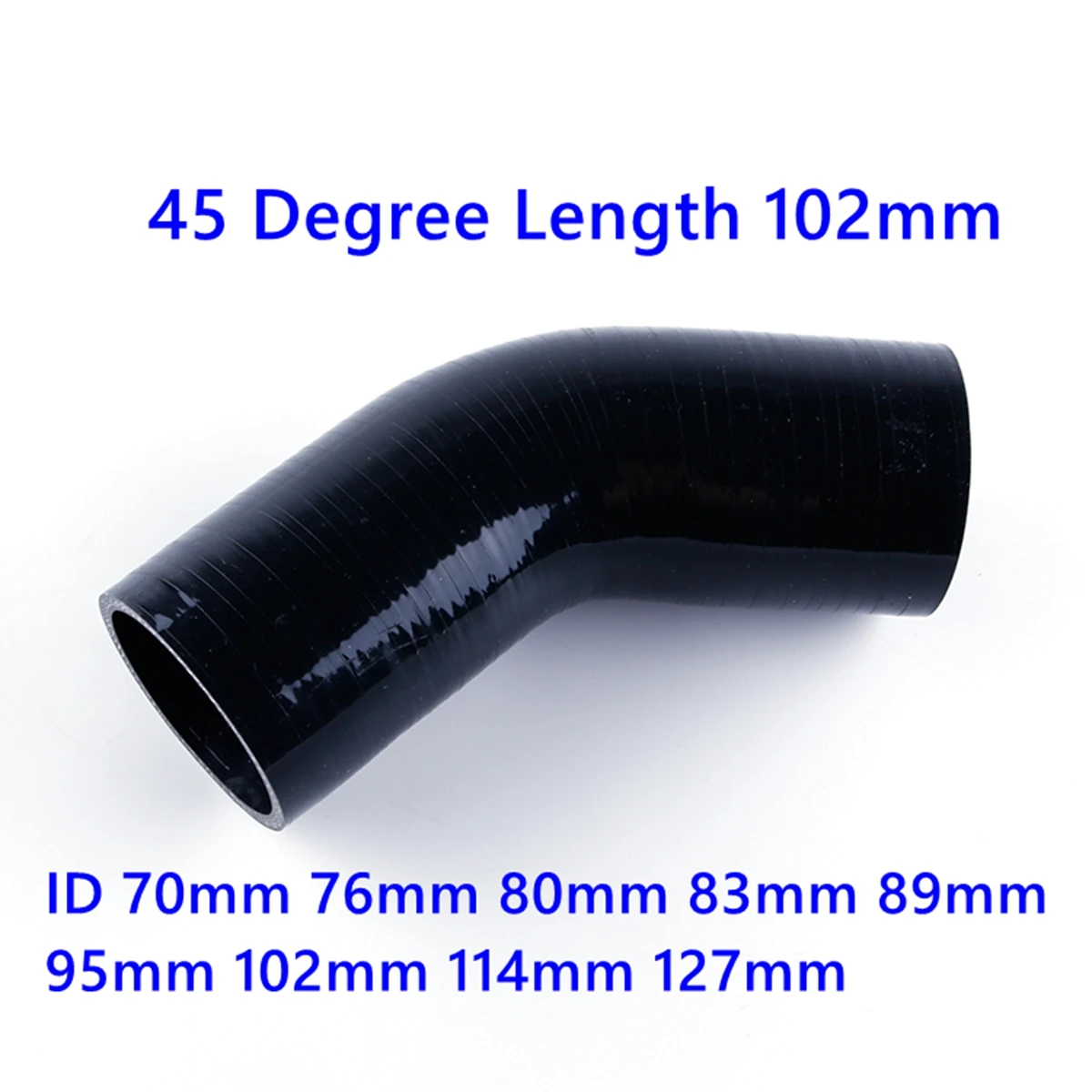 Black 45 Degree Elbow General Silicone Hose Coolant Intercooler Tube Pipe ID 70mm 76mm 80mm 83mm 89mm 95mm 102mm 114mm 127mm