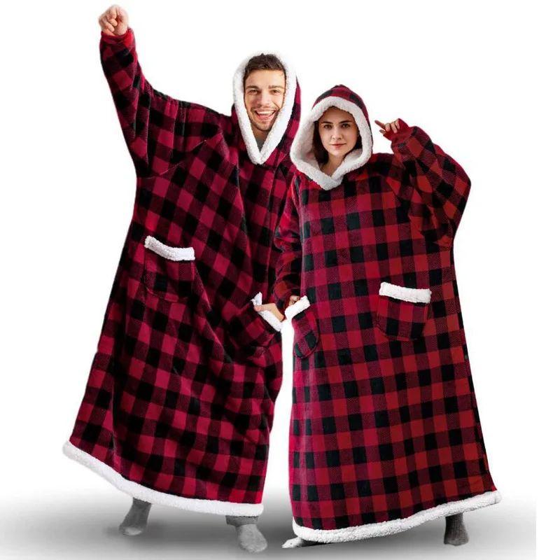 

Oversized Hoodies Sweatshirt Men Winter Fleece Giant TV Blanket Couple With Sleeves Super Long Women Hooded Sweatshirts WF032