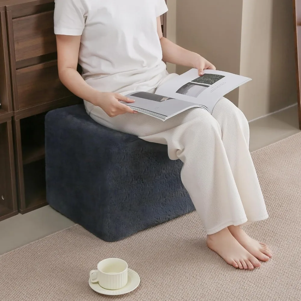 

Пуф Tiita с мягким пуфом, квадратный табурет для ног, пушистый напольный пуф, кресло для гостиной, спальни, наполненная подставка для ног в стиле бохо для дивана,