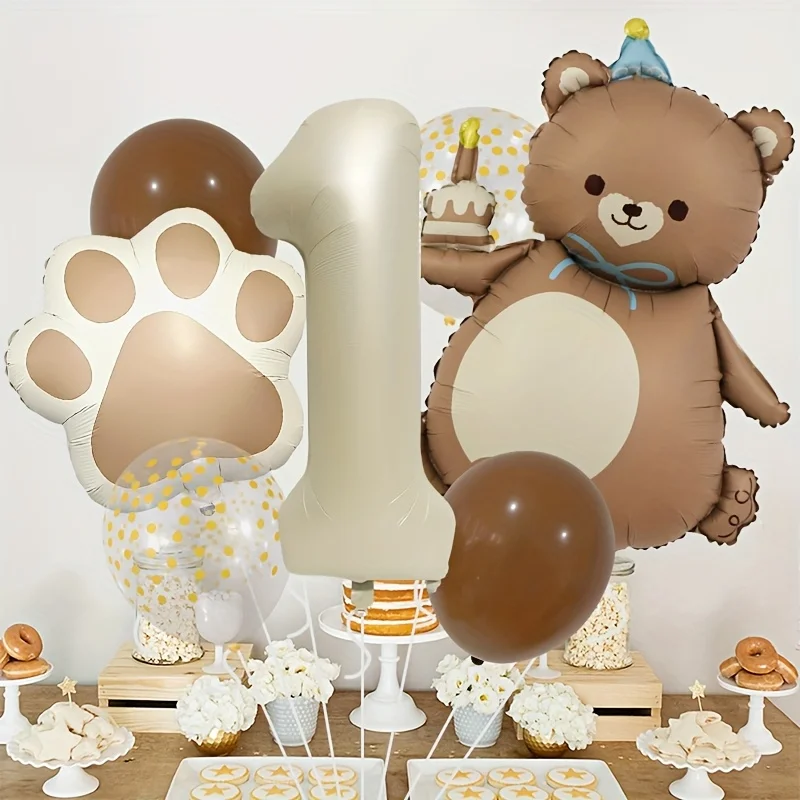 7 Stück Matte Bär Ballon 40 Zoll Milchweiß Nummer 1-6 Krallendruck Aluminiumfolie Ballon Set Jubiläum Geburtstag Party Dekoration – Detail 2