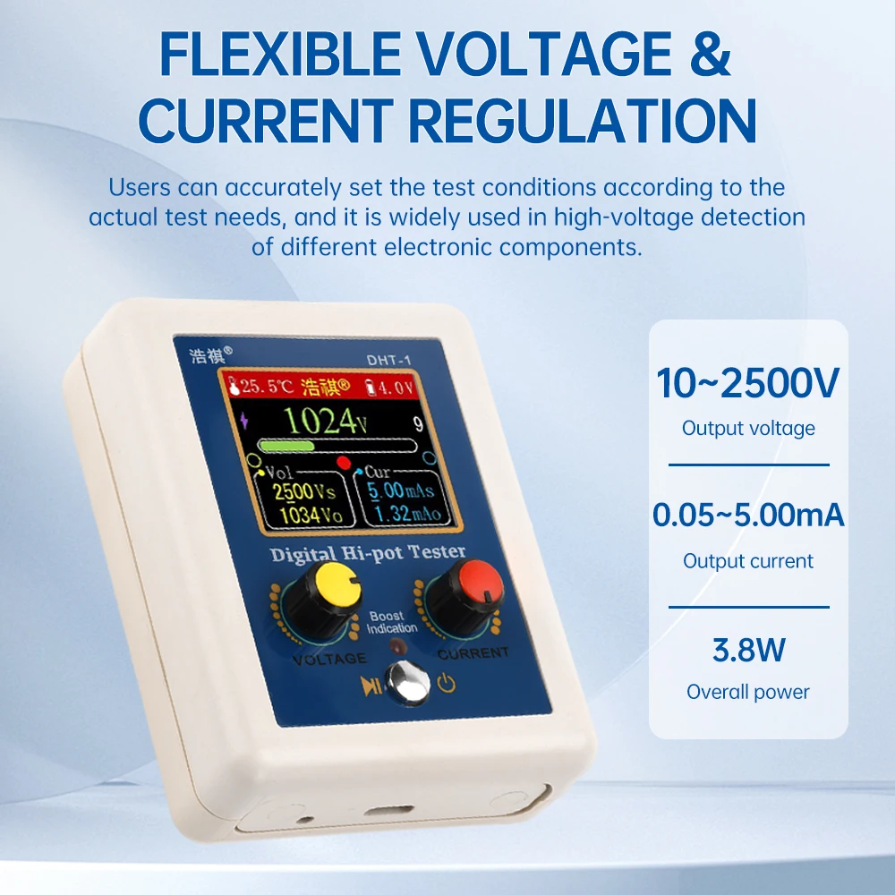 160x128TFT Display Multi-function Digital High Voltage Tester Type-c Interface Voltage Resistance Capacity Transistor Tester