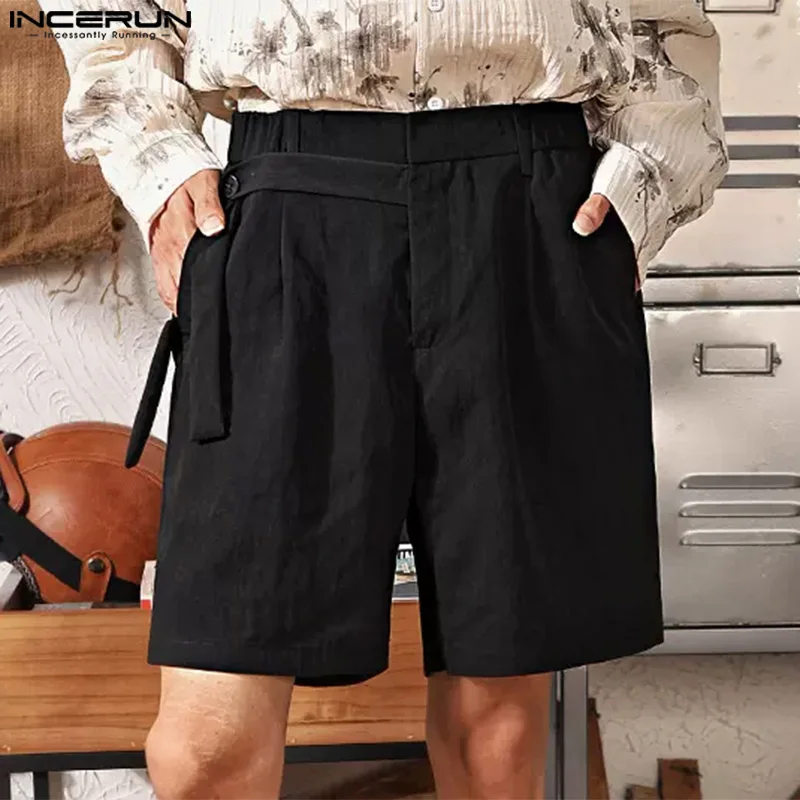 2024 Men Shorts Solid Color Button Joggers Streetwear Casual Men Bottoms Summer Loose Fashion Leisure Male Shorts S-5XL INCERUN