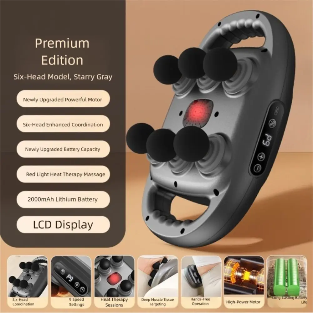 

Высокочастотный вибрационный массажер с 6 насадками для быстрого восстановления, 30 уровней интенсивности, массажер для талии, многофункциональное применение