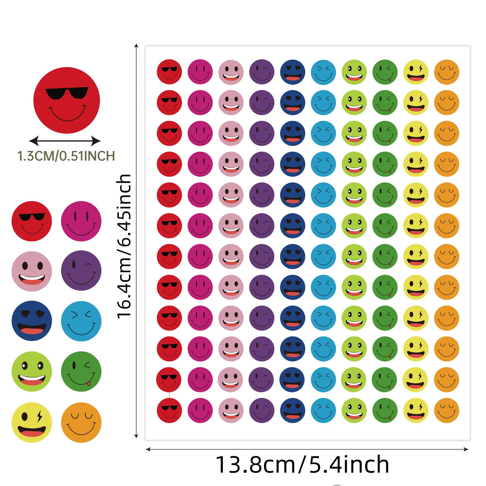1200 Pcs Mini Happy Smile Face Stickers, Small Happy Face Decal Stickers Colorful Happy Face Round Stickers.