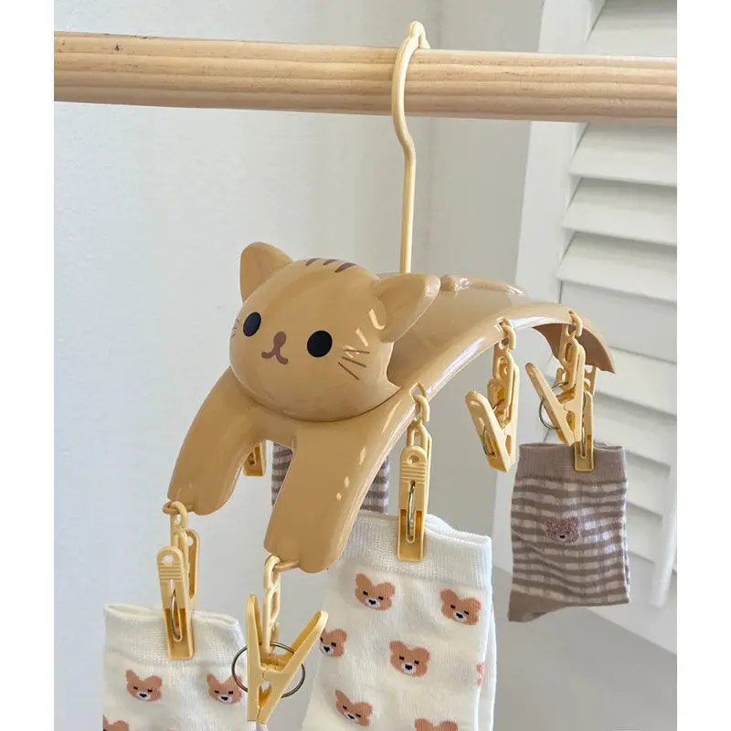 10cartoon Cats Drying Rack, Animal-shaped Pants Rack, Socks Drying Rack, Underwear and Panty Clips, Plastic Hangers Towel Holder