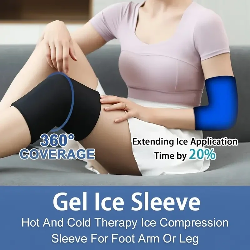 

2PCS Gel Ice Sleeve, Elbow Knee Ankle Ice Pack, Hand Ice Wrap, Gel Hot Cold Pack-Multipurpose And Reusable