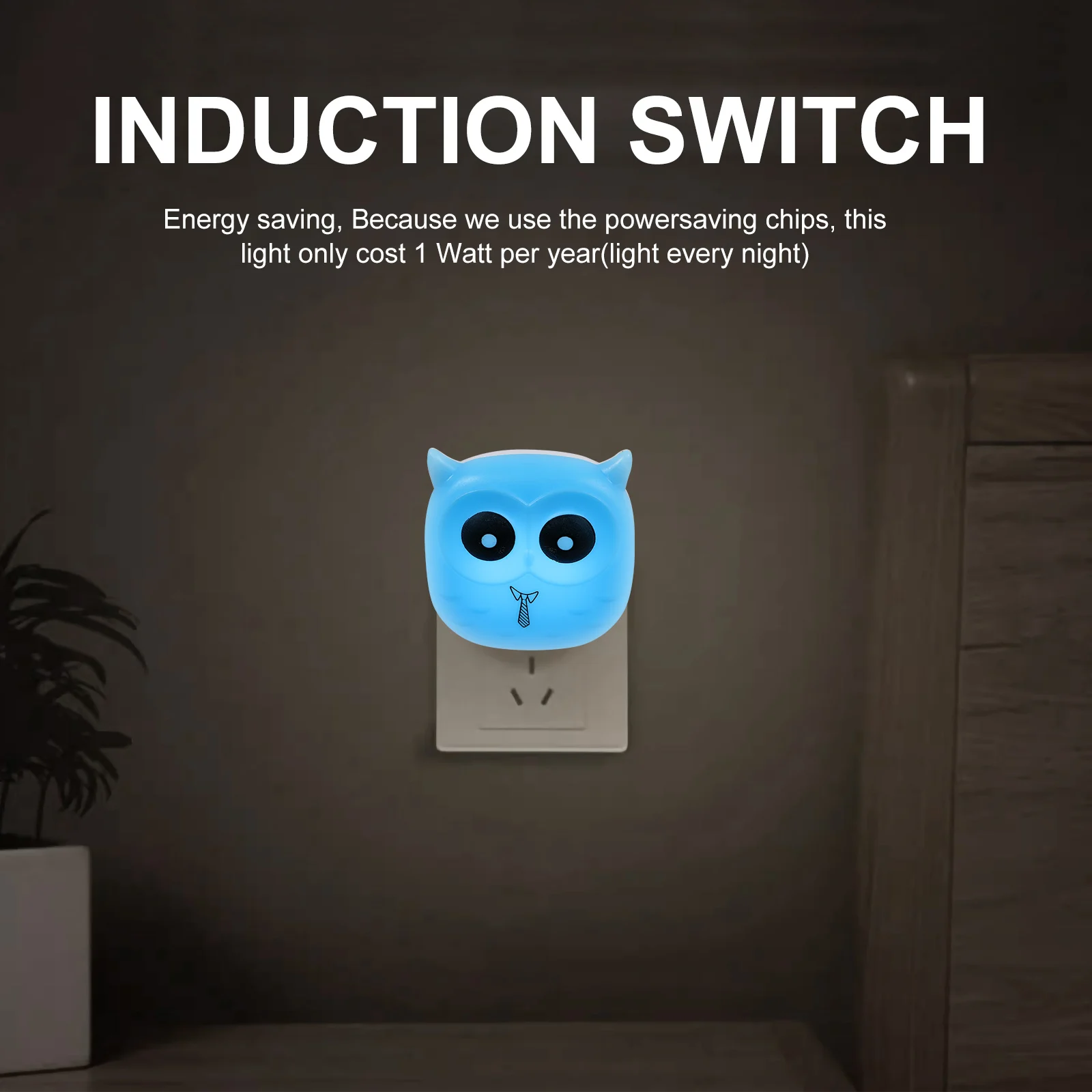 

Night Light Owl LED Light Color Night Lamp Nursery Lamp Bedroom Light Home Decoration Baby Bedside for Child Plug (Blue)