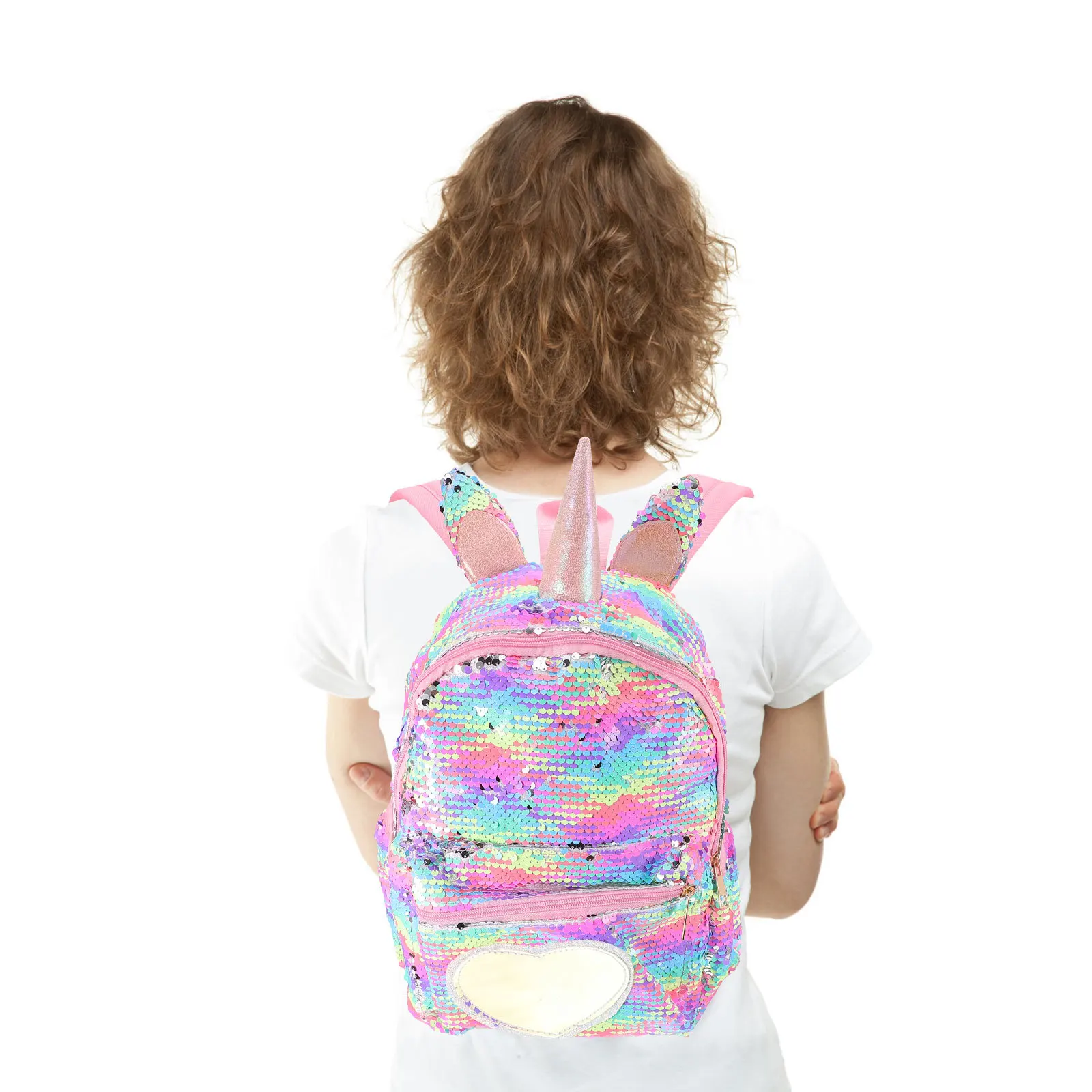 

Rainbow Small Size Sequins Unicorn Backpack Large Capacity Cute Storage Bag for College Outdoor Excursions Women Travel Pack