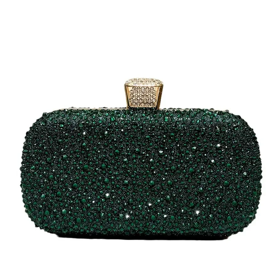

Ladies' Shiny Luxury Rhinestone Clutch Bags Wedding/prom/birthday Party Evening Purse Elegant Dark Green Banquet Handbag Navy