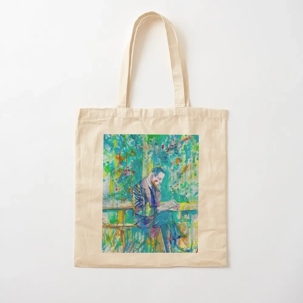 RAINER MARIA RILKE reading under a tree - watercolor portrait Tote Bag Cloth bags Women's shopper bag Reusable bags Tote Bag