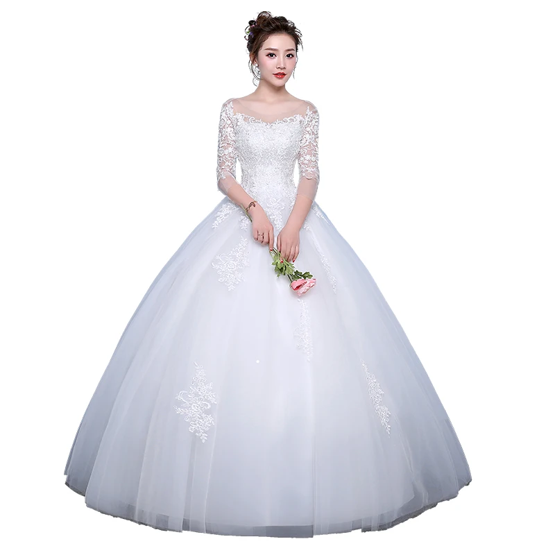 

Wedding Dress Plus-size Bride Ball Gowns Wedding Dresses Long Sleeves Lace Up Dresses Vestido Novia