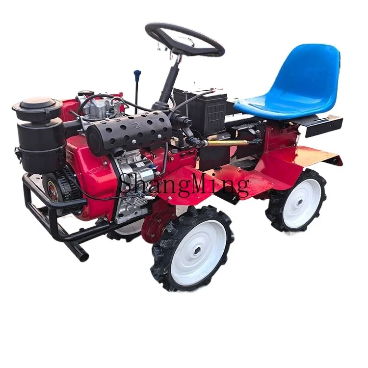 

HJ ride-on four-wheel drive new agricultural micro-cultivator multi-functional cultivated land trenching small plowing machine