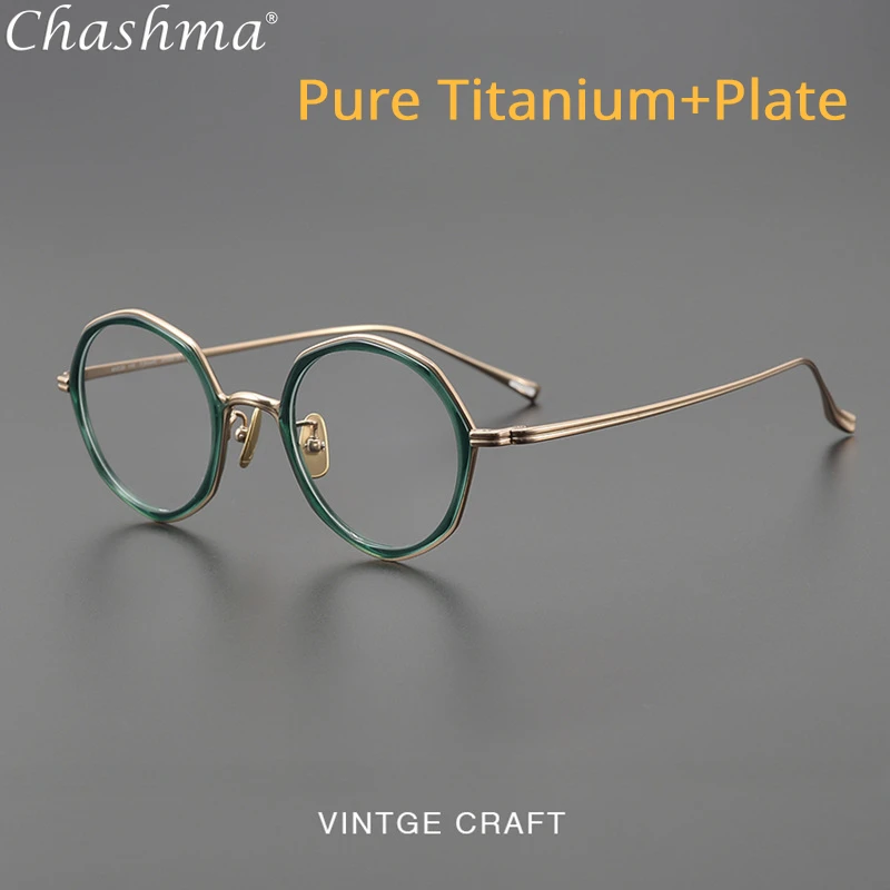 Japanese Designer Crystal Style Pure Titanium Plate Eyeglasses Frames Men Women Quality Oval Myopic Prescription Glasses Frames