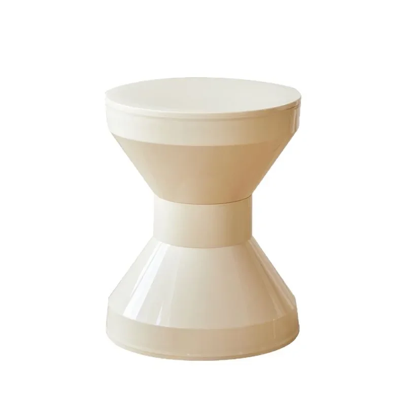 Nordic Cream Plastic Low Stool Round Dining Seat Living Room Coffee Table Accent Small Entryway Shoe Changing Bench Home