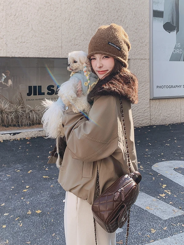 캐주얼 슬레 여성용 파카 재킷 2025년 겨울 신상 따뜻한 대형 퍼 칼라 코트 버튼 클로저