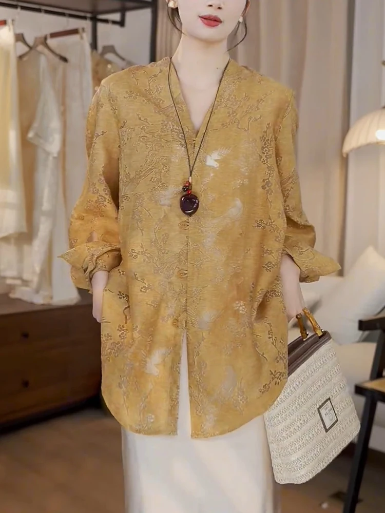 

Retro Embroidered Spring 2025 Heavyweight Chinese Sle Women's Open Cardigan Large Size irt Trendy Cool National Sle