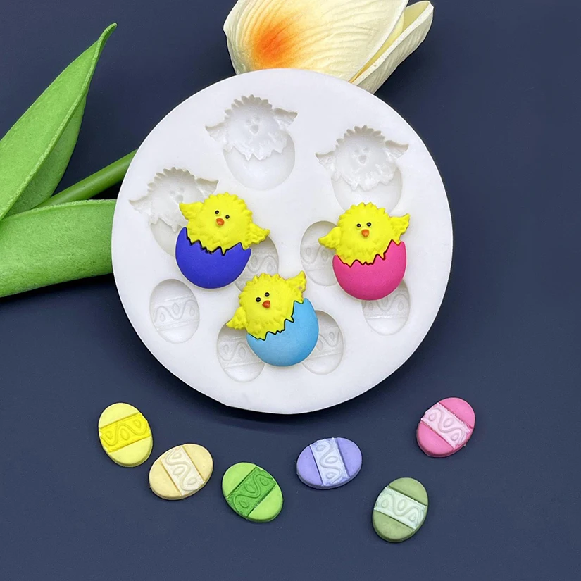 Molde de silicona para huevos de Pascua, herramientas de decoración de pasteles de Fondant, para hornear magdalenas, Chocolate, Sugarcraft