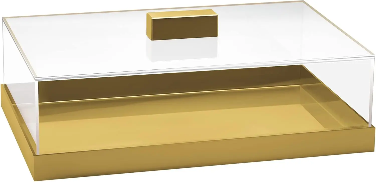 

Elegant Gold Acrylic Cake Stand with Clear Lid - Multifunctional Serving Tray for Parties, Home & Kitchen