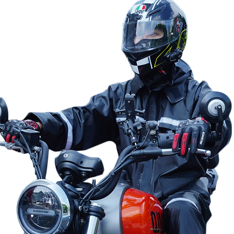 Motorcycle Rain Suit Waterproof 2 Piece Jacket Pants Transparent Hood Reflective Windproof Riding Rain Gear Men
