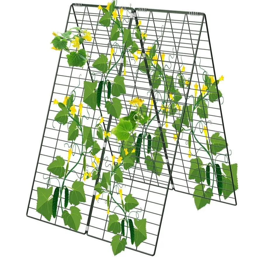 

34 x 48 Foldable Cucumber Trellis with Garden Stakes and Zip Ties Plant Support A Frame Metal Trellis for Climbing Plants, Cucum