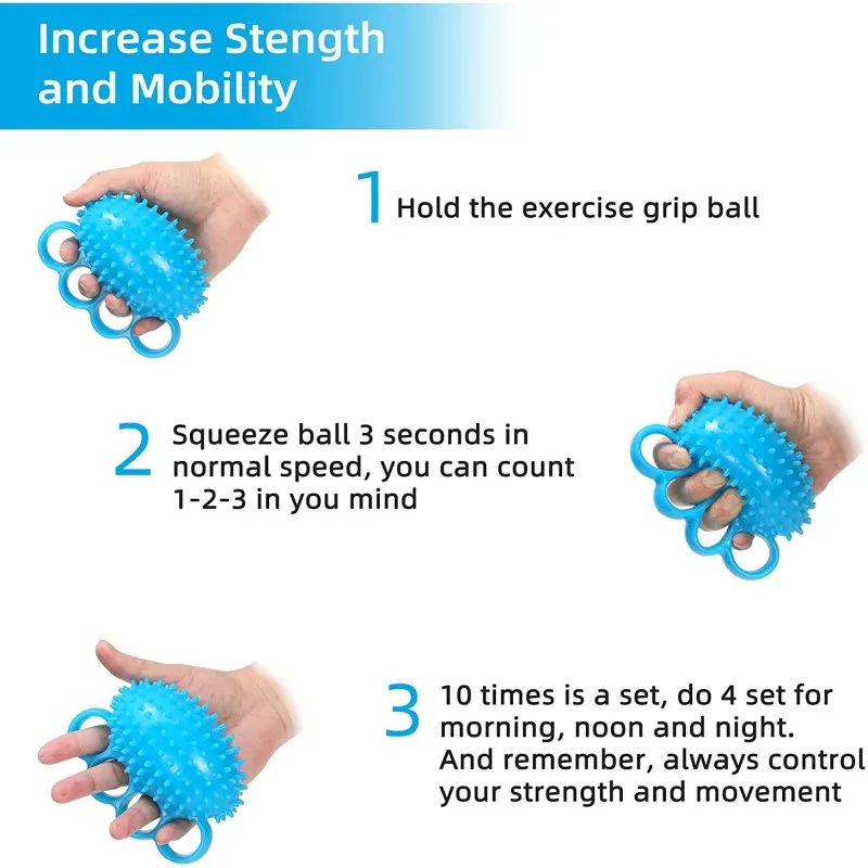 Hand Exercise Ball Finger Therapy Ball Grip Strengthening Improve Flexibility Squeeze Stress Relief Balls Adults Elder Kids