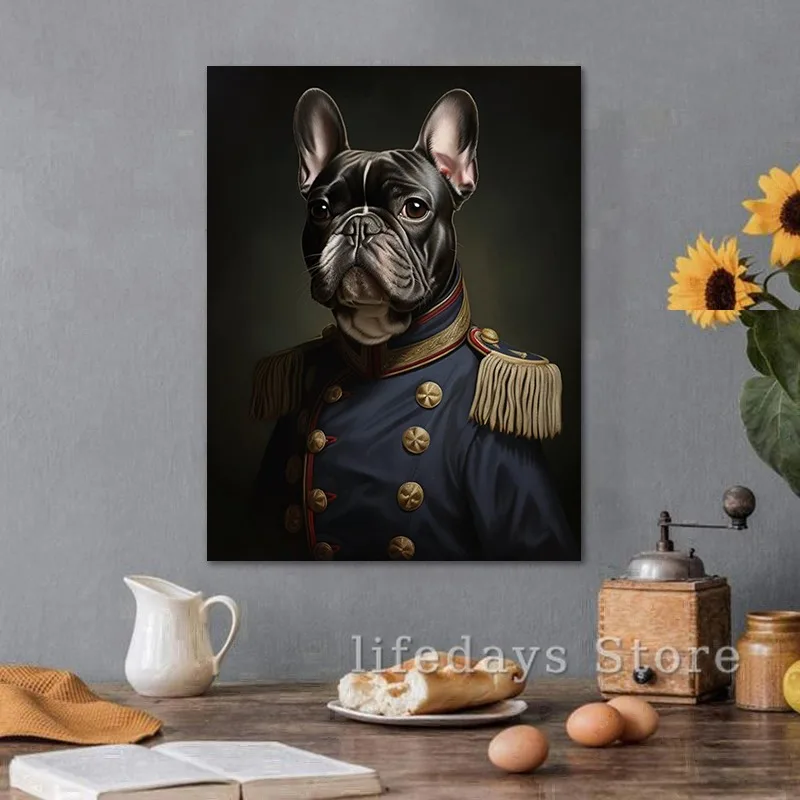 Vintage Royal Pet Dog Portrait Poster Renaissance French Bulldog Golden Retriever Canvas Printing Wall Art Room Home Decor