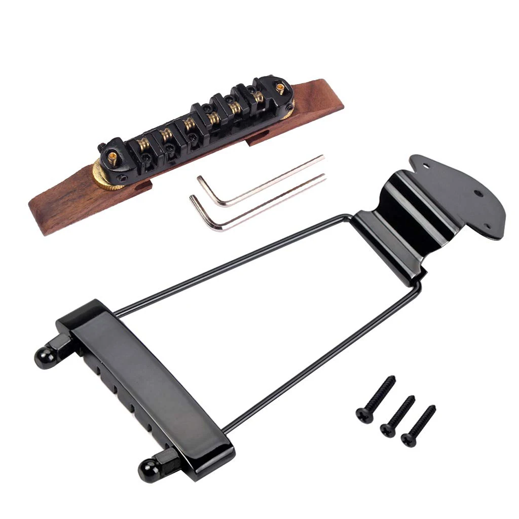 TUREBG Exquisite 6 String Archtop Jazz Guitar Trapeze Tailpiece Saddle Bridge Set