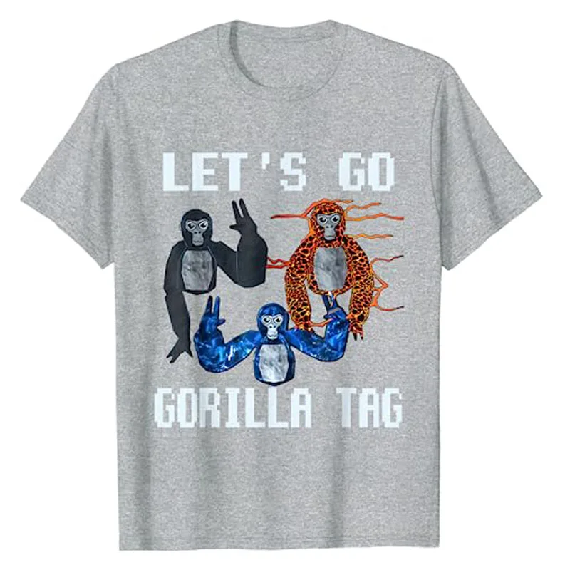 Let\'s Go Gorilla Tag T-Shirt for Kids VR Gamer Tee Adult Teens Clothes Short Sleeve Humor Funny Cute Animal Print Graphic Outfit