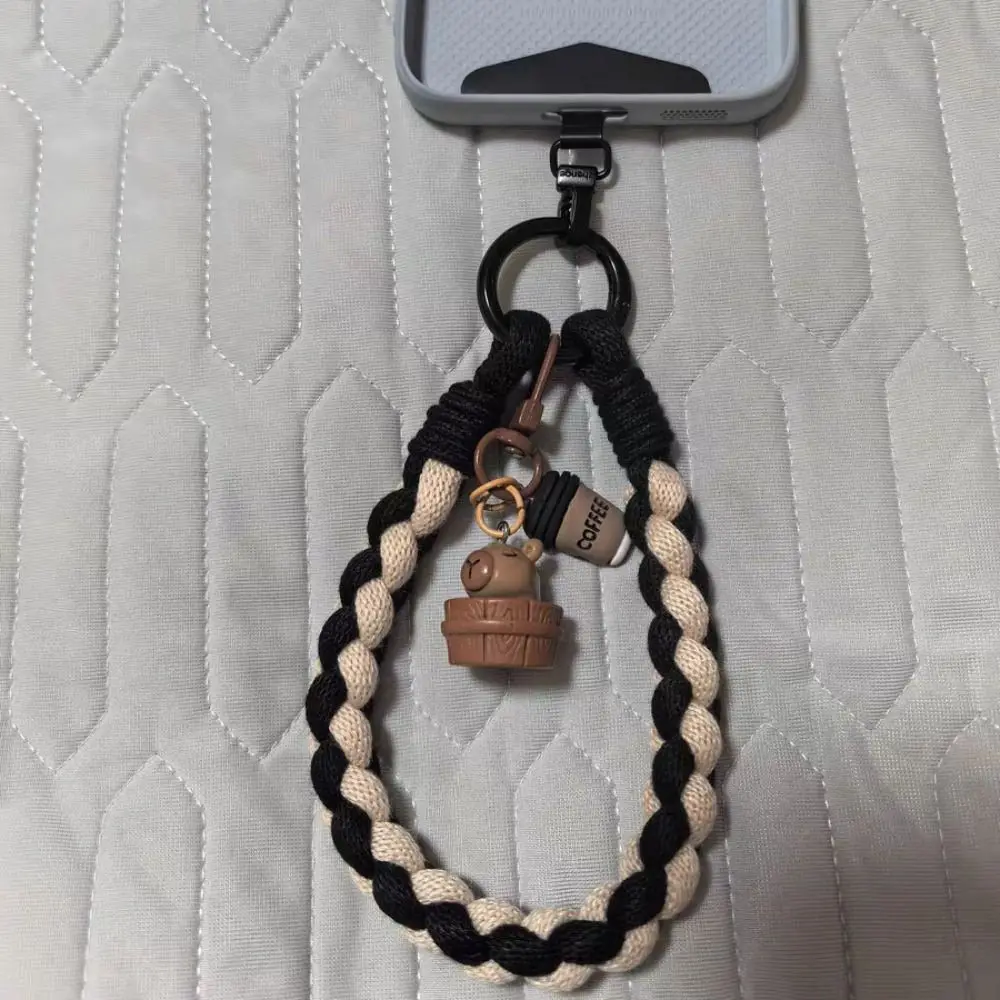 

Съемный кулон для телефона с капибарой, короткий ремешок для телефона, брелок с капибарой, плетенная веревка, ремешок для мобильного телефона с защитой от потери