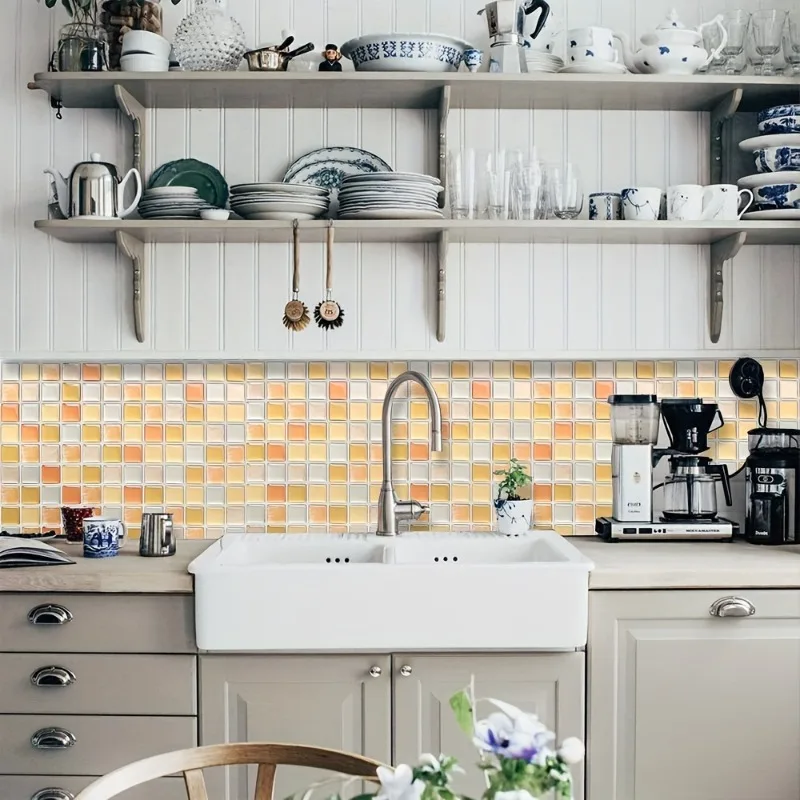 1pc 3D Mosaic Self-Adhesive Tile Wall Sticker, Ready to Tear And Stick, Waterproof, And Oil, Suitable for Living Room, Kitchen,