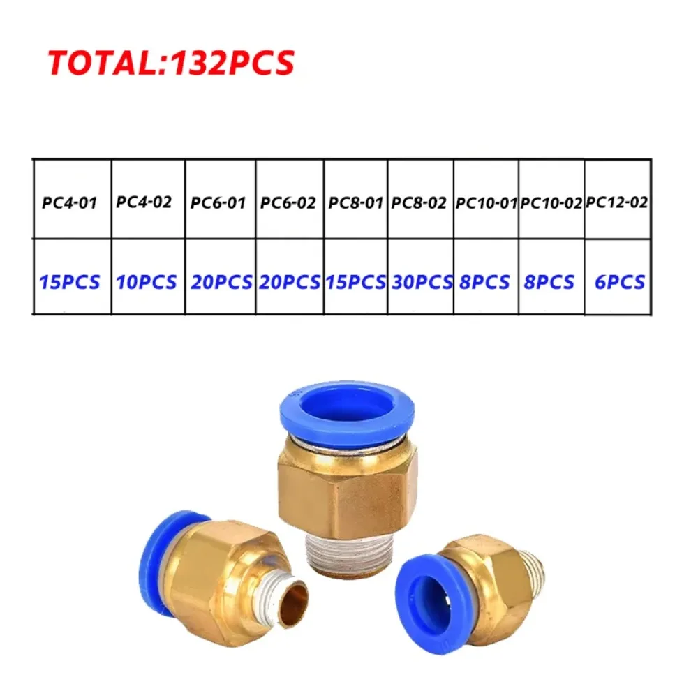 Boxed PC Series PC6-02 PC8-02 PC10-02 Air Joint Connectors Hose Tube Pneumatic Fittings 1/4 Push in Quick Release Couplings